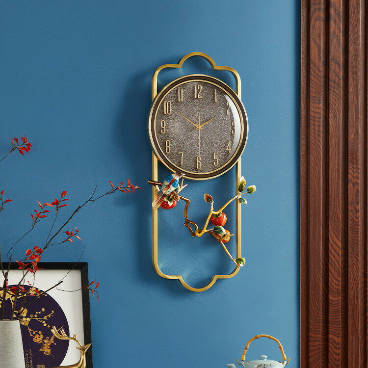 新中国式エナメル彩軽豪華客間家庭時計真鍮高級掛け時計創造時計装飾静音掛け時計