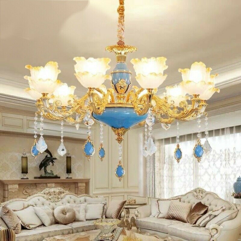 ペンダントライト．洋風照明　シャンデリア　北欧デザイン シーリングライト不可 天井照明.水晶10灯 電..