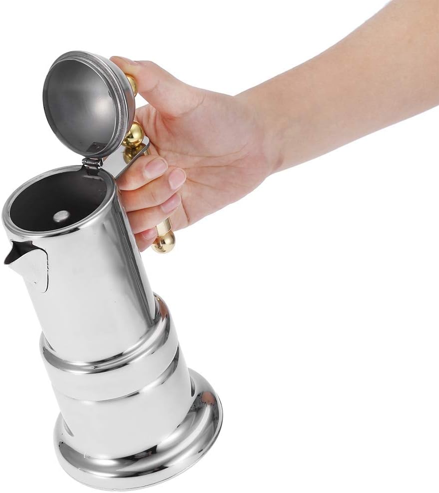 200ml モカポット コーヒーメーカー モカコーヒー ポット ステンレス イタリアエスプレッソコーヒーメーカー エスプレッソコーヒーメーカー ポット コンロ用 モカコーヒーポット