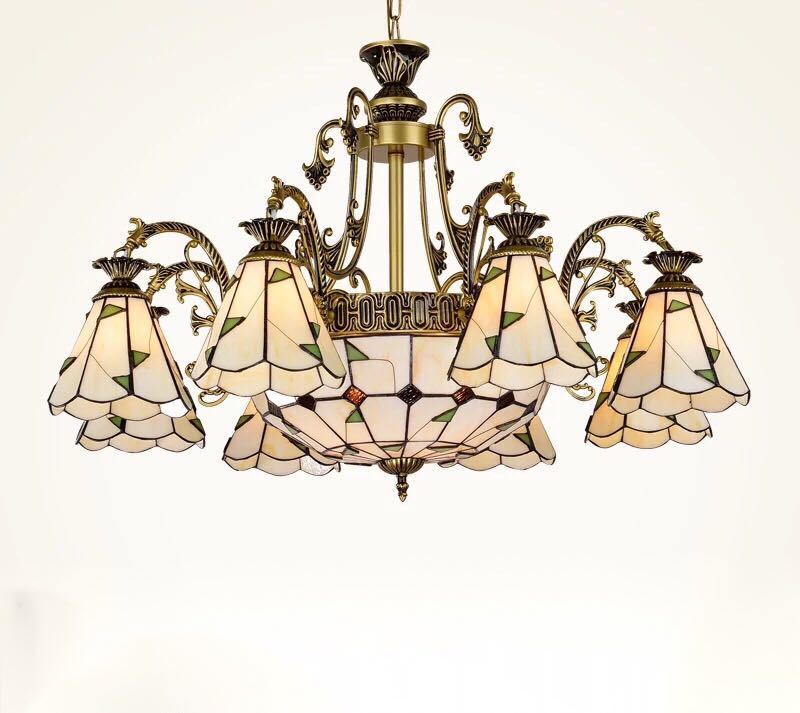 ステンドグラス ペンダントライト豪華天井照明ステンドグラスランプ ガラス工芸品． 電源直結タイプ