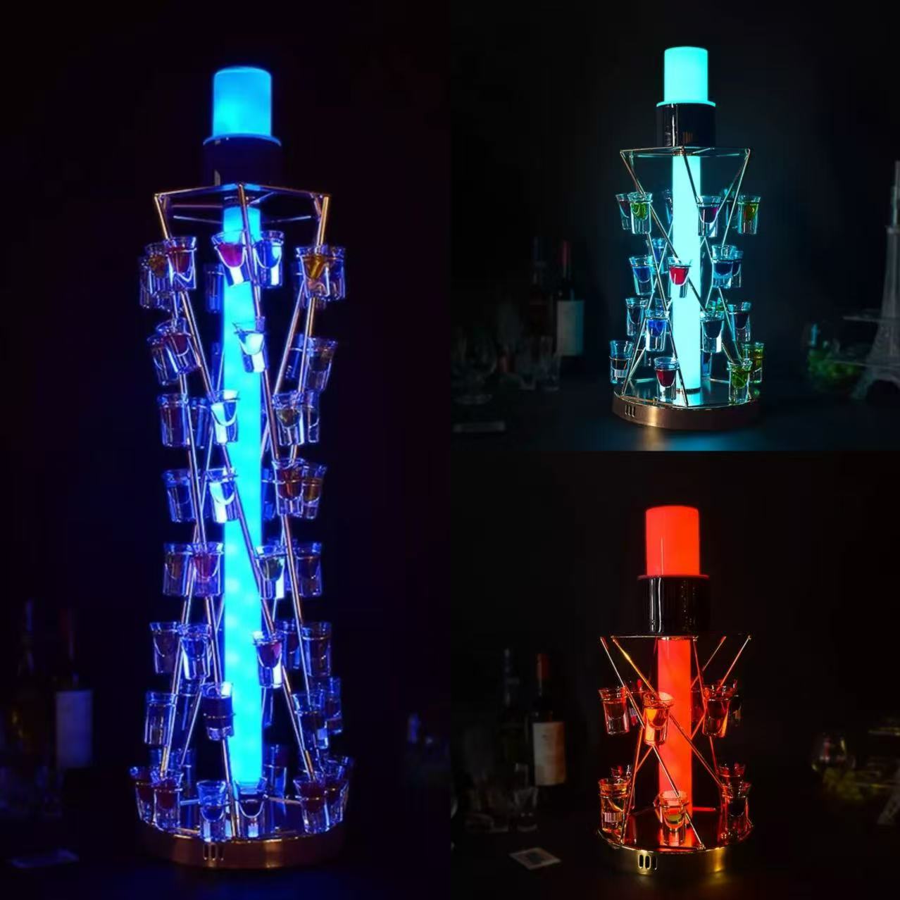 LED酒ボトルの表示棚 バー用の器物展示スタンド アイスワインラック カクテルグラスの棚 カクテルグラ..