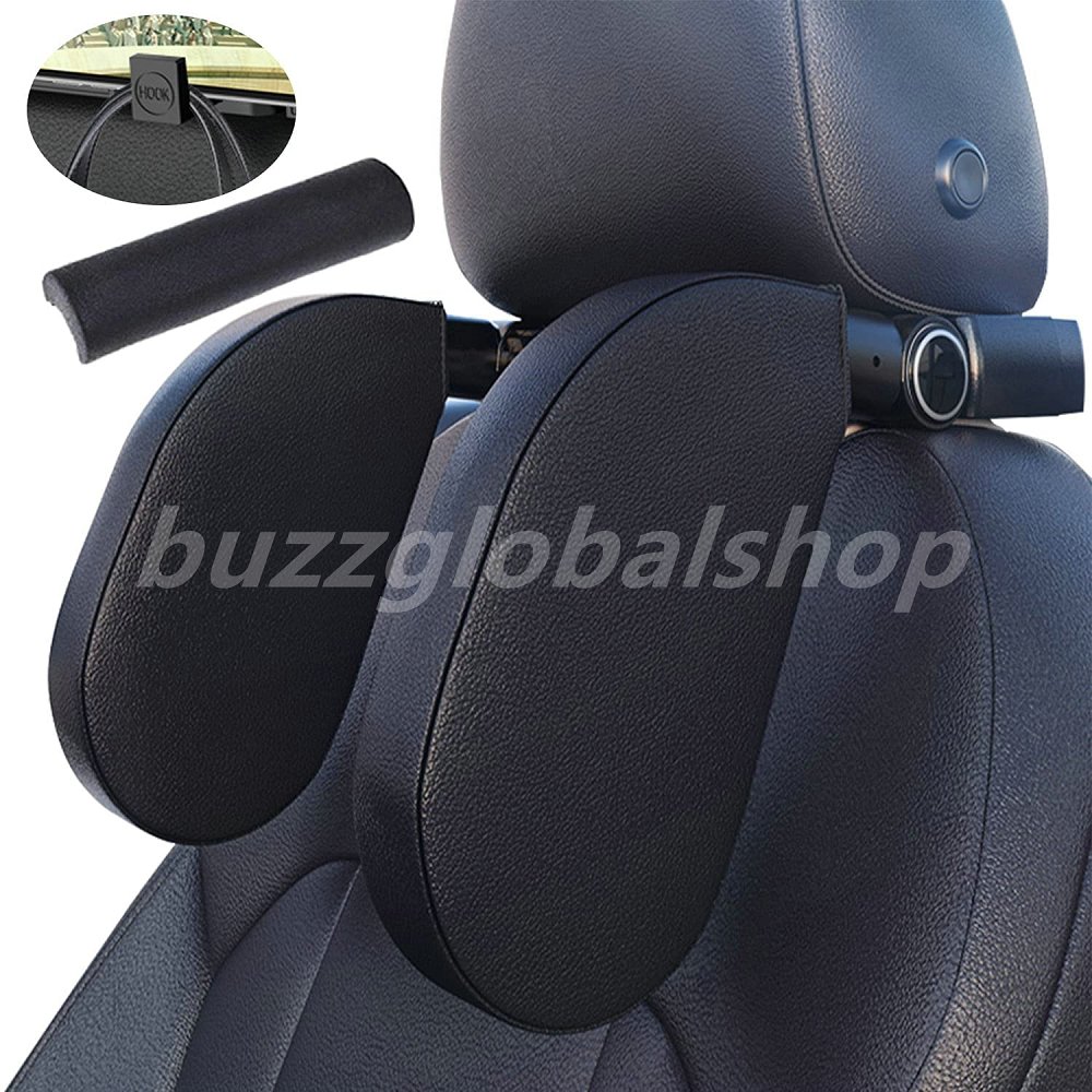 車用首枕 伸縮式フック ネックパッド カーシート枕 ヘッドレスト ネックサポート 車中泊 車便利 グッズ..