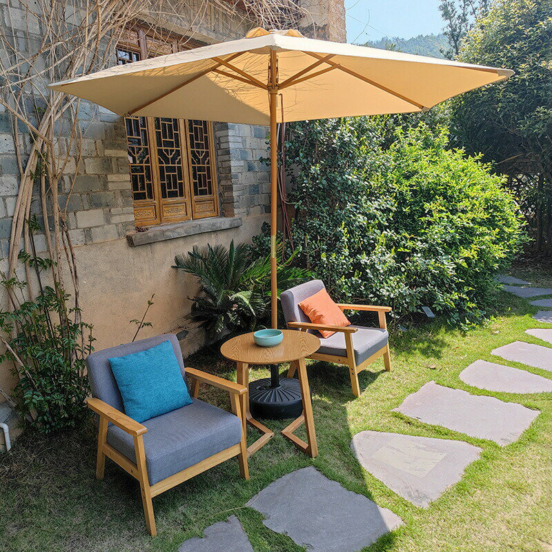 ガーデンパラソル 木製パラソル 直径270cm 高さ230cm 紫外線カット 日よけ カーキ ウッドパラソル ガー..