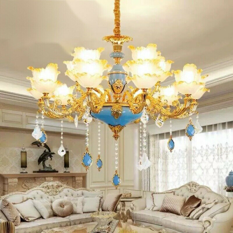 高級ペンダントライト．洋風照明　シャンデリア　北欧デザイン シーリングライト不可 天井照明.水晶1 5灯 電源直結タイプ