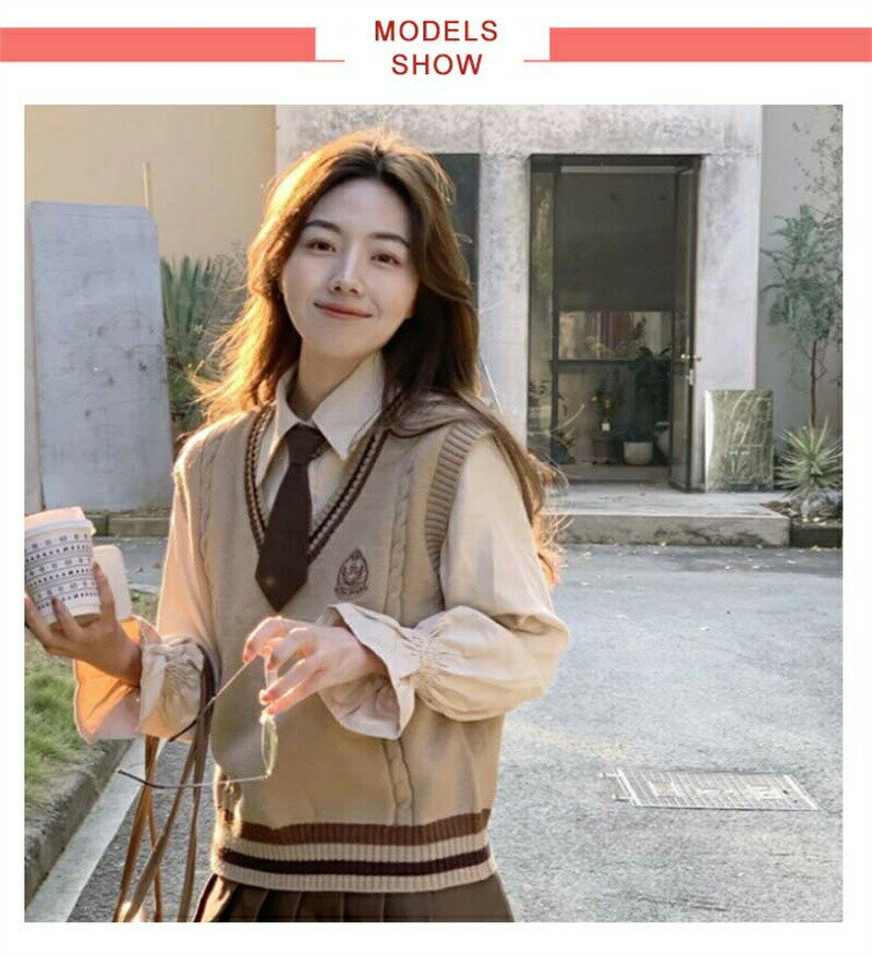 4点セット 学生 JK制服 制服 女の子 上下セット 白シャツ ライン入り ニットベスト プリーツスカート 制服 長袖 おしゃれ ネクタイ スクール 女子高校生 高校生 中学生 学生服 韓国 衣装 チューム 仮装 可愛い 送料無料