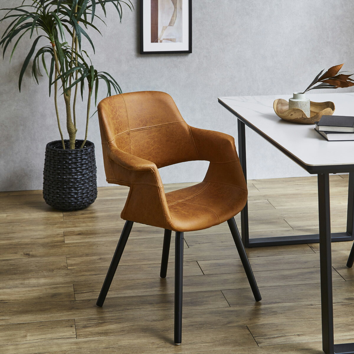 チェアー 1人掛け デザインチェア ダイニングチェア 1P 一人掛け 一人暮らし イス 椅子 いす チェア ダークブラウン ライトブラウン おしゃれ レトロ モダン 送料無料 [2]