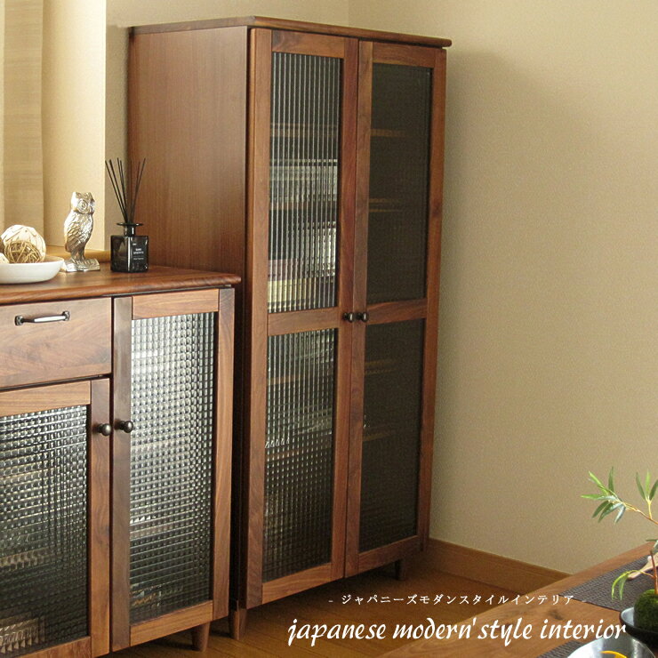 ウォールナット 無垢材 70cm 幅キャビネット(H140) リビング収納 リビングボード カウンター キッチン収納 シェルフ 収納 ウォルナット おしゃれ 70 70センチ 完成品 送料無料 開梱設置無料