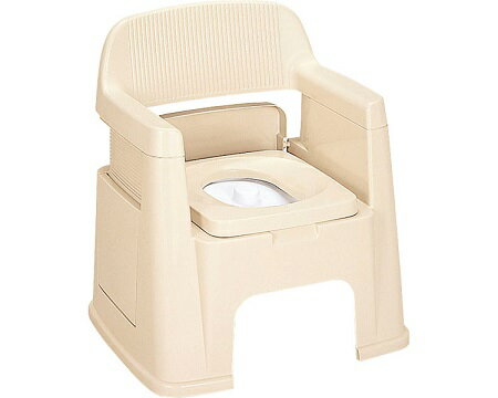 【お役立ちグッズ排泄】ポータブルトイレ　背もたれ型 / ベージュ