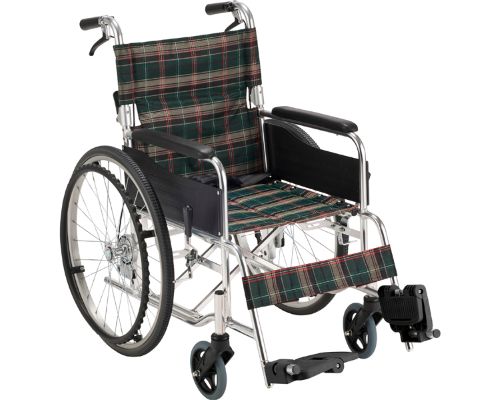 【商品説明】 ・フットレストが足で簡単開閉できる「スマートフットレスト」付き車椅子。 ・軽い力で簡単に操作ができるスマートフットレスト：バネの力で半自動で閉じるので、プレートの上げ不足によって足を引っかけて発生する転倒事故を回避できます。 ・従来のフットサポートに比べ面積が広いのでより安心して足をのせられます。使う時は広く、使わない時はスマートに格納できます。 【仕様】 ●サイズ／全幅63.5×全長100×全高89cm、座面：幅40×奥行40cm、前座高：43cm ●車輪サイズ／前輪6×後輪22インチ ●重さ／15.2kg ●材質／アルミ ●最大使用者体重／100kg ●標準機能／折りたたみ、背折れ、ノーパンクタイヤ ●生産国／中国