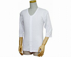 紳士前開き七分袖シャツ　ワンタッチテープ式 / LL