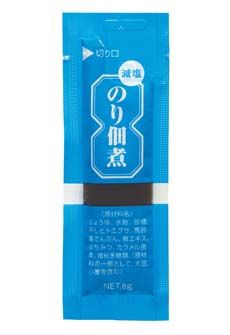 【商品説明】 ・1食使いきりスティックタイプ。あたたかいご飯やおかゆにはもちろん、いろいろな料理にアレンジしてご利用ください。 ・のり佃煮（自社品）に比べ、ナトリウムを抑えたタイプの商品です。ヒトエグサの風味が一層引き立ちます。 ・袋の形状が縦長のスティックタイプですので、手で持ちやすく、開封が容易です。 【仕　様】 ●原材料／しょうゆ、水飴、砂糖、干しヒトエグサ、馬鈴薯でんぷん、鰹エキス、はちみつ、カラメル色素、増粘多糖類 ●栄養成分／（5g当たり）エネルギー7.0kcal、たんぱく質0.12g、脂質0.025g、炭水化物1.5g、ナトリウム70mg、食塩相当量0.18g ●アレルギー／大豆・小麦（本製品で使用しているヒトエグサは、えび・かにの生息域で採取しています） ●賞味期限／製造後186日 ●生産国／日本 ※アレルギー物質情報：小麦、大豆