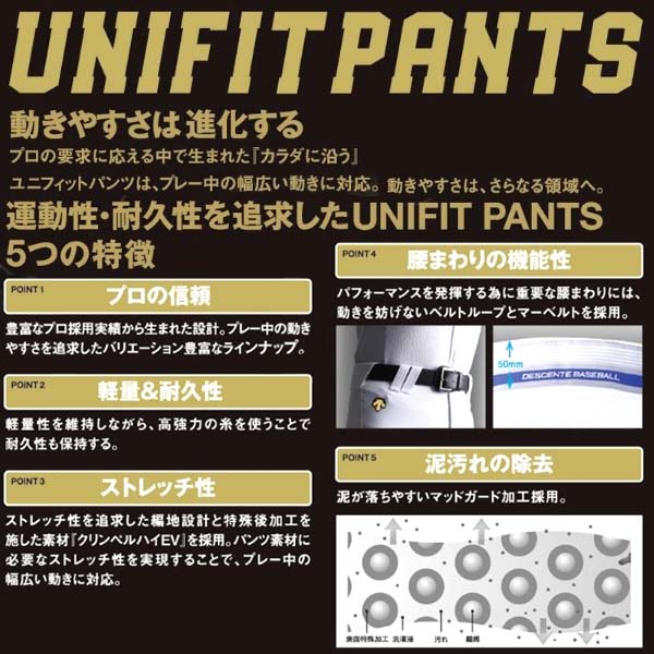 ユニフォームパンツにライン加工できます！【サイド1本ライン加工】デサント 野球 ユニフォーム レギュラーフィット2重補強パンツ line-DB1018P