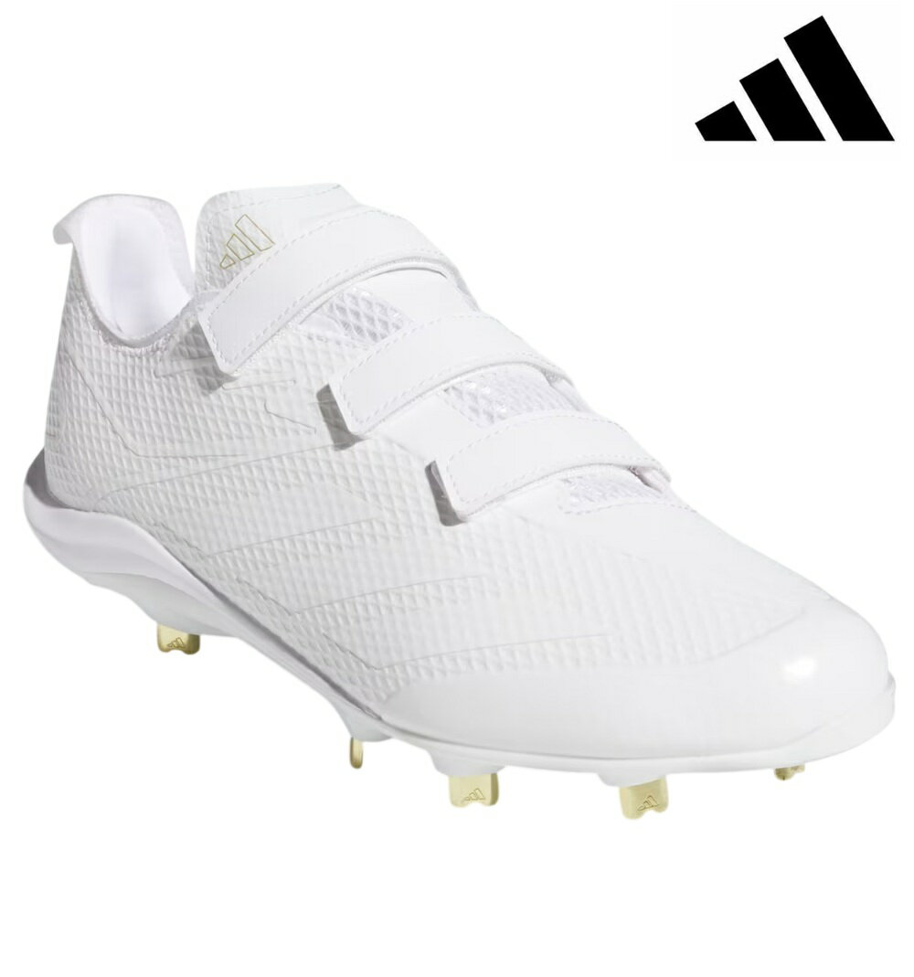 2026年新モデル アディダス 野球 スパイク 埋め込み 金具 金属歯 アディゼロ エレクトリック ジャパン 3本ベルト ホワイト 野球スパイク JS2166