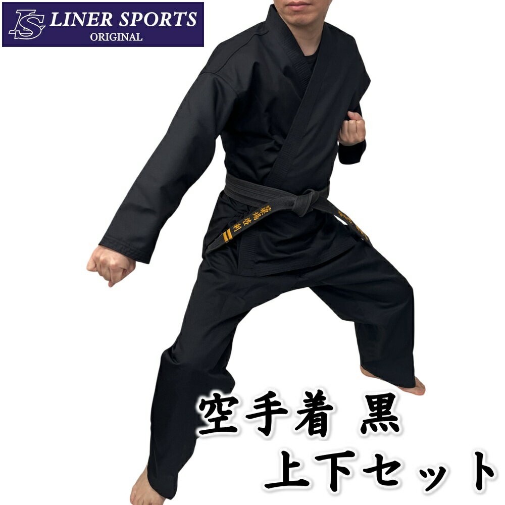 空手着 空手衣 黒 上下セット 帯別売り 指導者 師範向け 1年保証 ライナースポーツオリジナル LSALI066