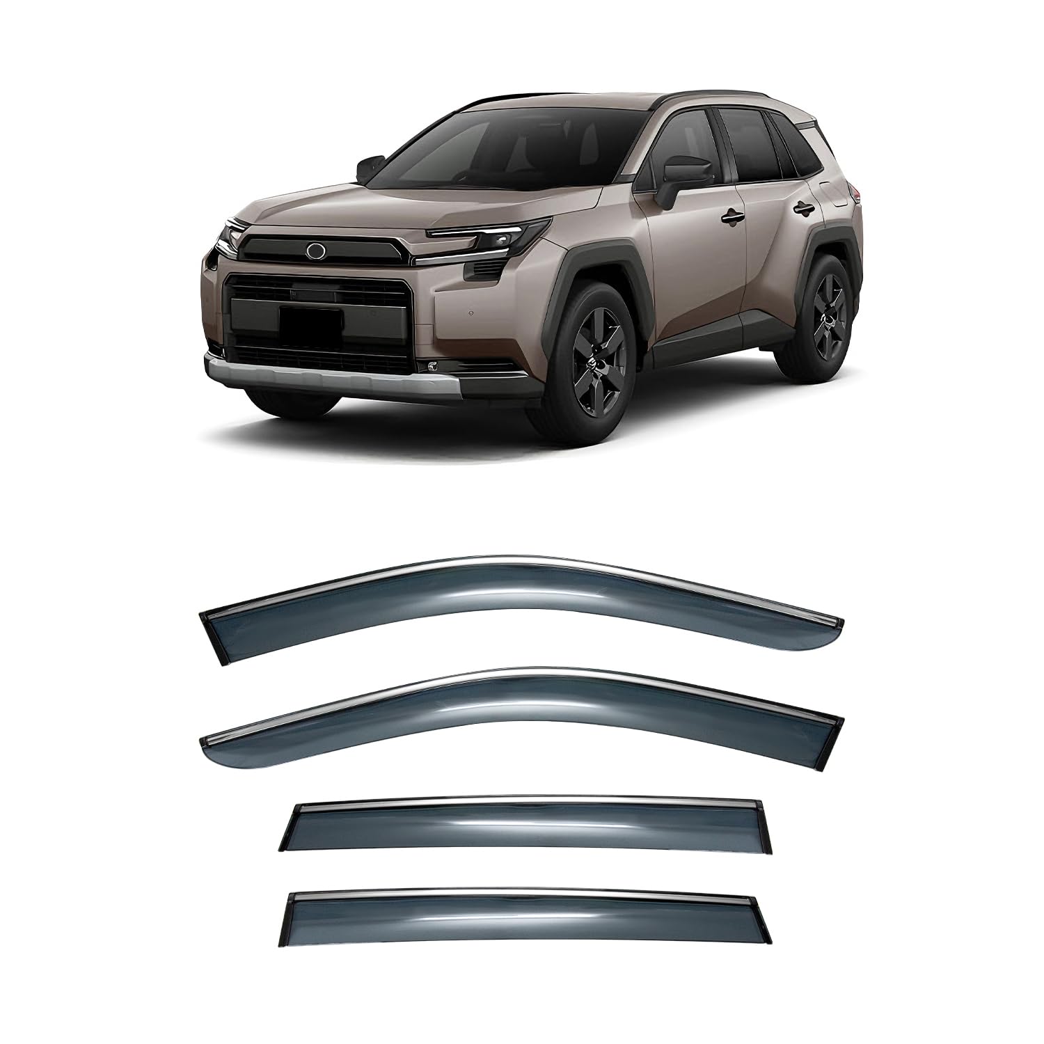 ・素材:アクリル ・カラー:ブラック(半透明) ・セット内容:4PCS、補充テープ1個 ・適合車種:新型 RAV4 60系 AXAN64 (2025年12~現行)