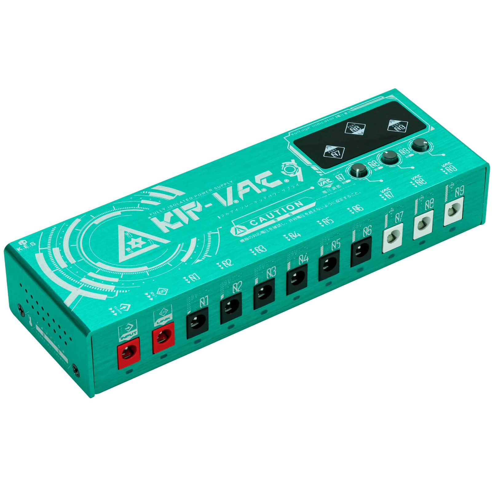・ボルテージアジャスト機能:6.5V~18V(無段階設定可能、Port7-9) ・最大出力:27W ・Port1-6供給電圧:無負荷時約9.8V、高負荷時9.4V ・搭載機能:ボルテージインジケーター、ベンチレートシステム(吸気口・放熱ファン)、LINKOUT端子