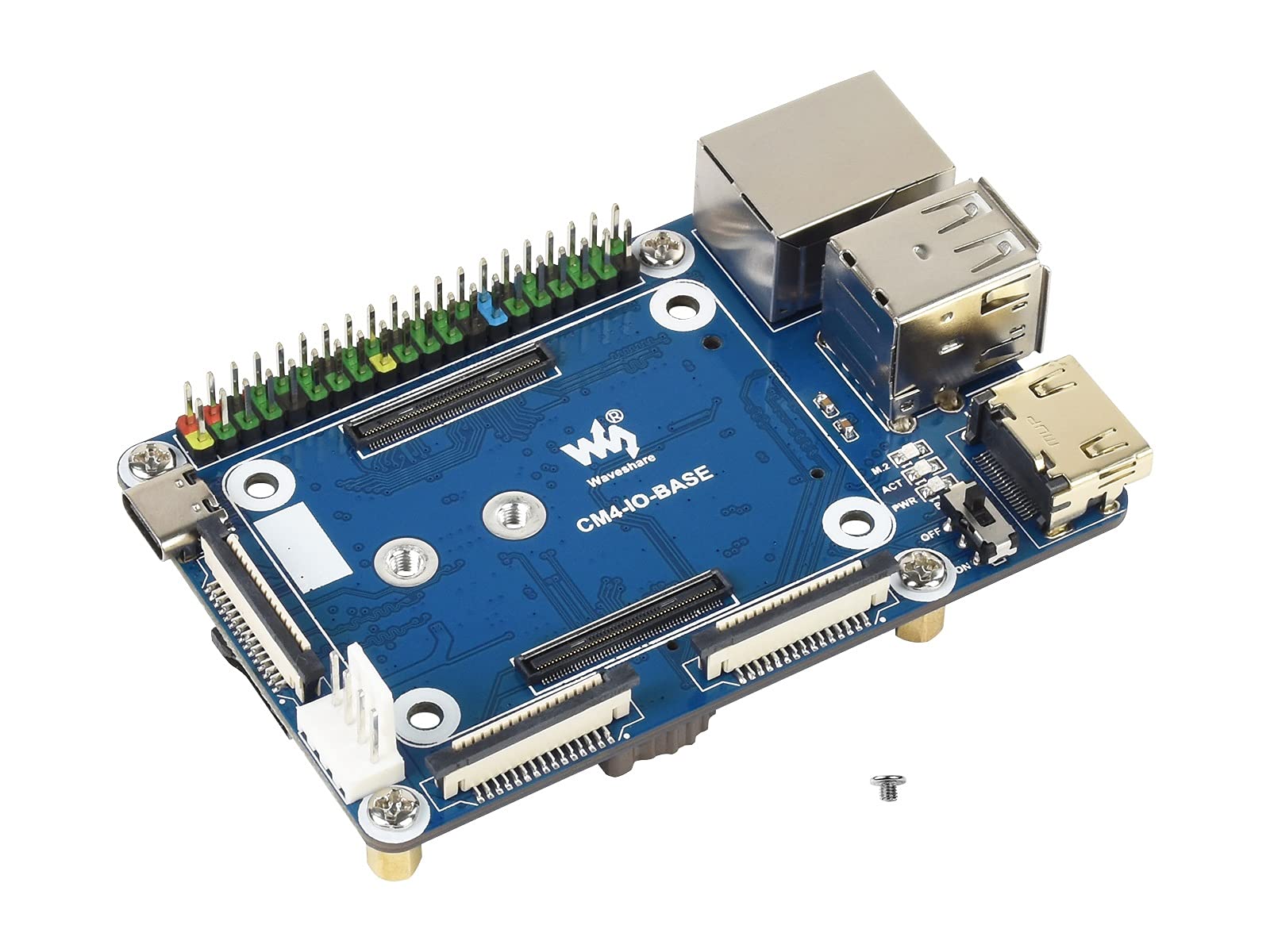 ・対応モジュール:Raspberry Pi Compute Module 4 (Lite/EMMCシリーズ) ・コネクタ:標準CM4ソケット ・GPIO:Raspberry Pi 40PIN GPIOヘッダー(色分け済み) ・搭載コネクタ:CSI、DSI、FAN、HDMI、USB、RJ45ギガビットイーサネット、マイクロSDカードスロット、M.2スロット ・サイズ:クレジットカードサイズ