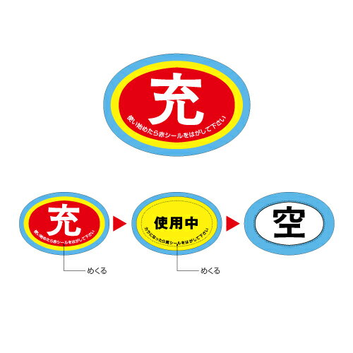 Rakuten - 322-06ボンベ保管票　使用中表示隋円型10枚1組【代引き不可】