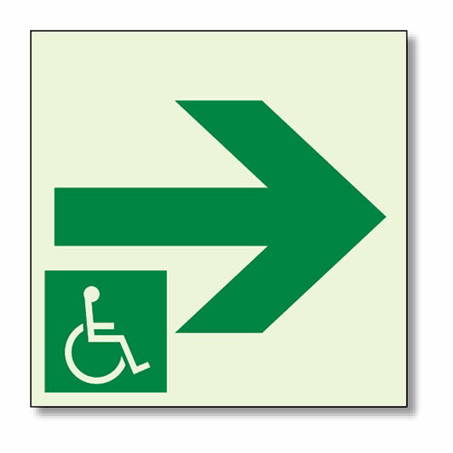 829-921一時避難エリア通路標識　右矢　130角【代引き不可】