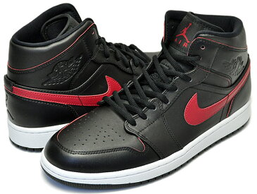 お得な割引クーポン発行中!!【あす楽 対応!!】【送料無料 ナイキ スニーカー ジョーダン】NIKE AIR JORDAN 1 MID blk/t.red-wht