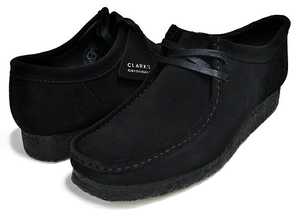 お得な割引クーポン発行中!!CLARKS WALLABEE BLACK SUEDE 26155519 モカシン シューズ カジュアル ブラック スウェード クレープソール スエード メンズ レディース