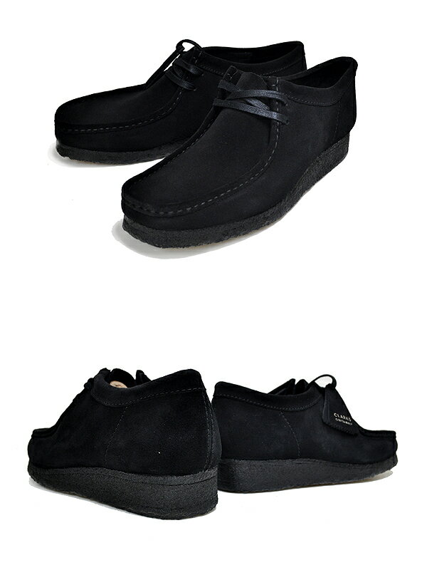 お得な割引クーポン発行中!!CLARKS WALLABEE BLACK SUEDE 26155519 モカシン シューズ カジュアル ブラック スウェード クレープソール スエード メンズ レディース