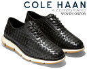 お得な割引クーポン発行中!!COLE HAAN ZEROGRAND 4ZG WOVEN OXFORD BLACK WOVEN LEATHER c34793 ウーブン ブラック 革靴 レザー