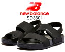 お得な割引クーポン発行中!!【あす楽 対応!!】【ニューバランス サンダル 3601】NEW BALANCE SD3601HBK NBRJCS401B SANDAL BLACK レディース スライド ストラップ ブラック 軽量