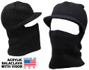 お得な割引クーポン発行中 【あす楽 対応 】【ミリタリー アクリル バラクラバ】MILITARY ACRYLIC BALACLAVA WITH VISOR Made in USA BLACK ブラック アメリカ製 アクリル100 バイザー フェイスマスク 軍モノ スノー レジャー 目出し帽 ネックウォーマー