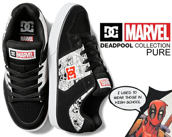 お得な割引クーポン発行中!!DC SHOES MARVEL DP PURE BLACK/WHITE/RED dm226108-xkwr ADYS400094 スニーカー DEADPOOL マーベルコミック ブラック ホワイト レッド