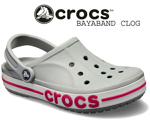 楽天LTD　onlineお得な割引クーポン発行中!!【あす楽 対応!!】【クロックス バヤバンド クロッグ】crocs BAYABAND CLOG LIGHT GREY/CANDY PINK 205089-0fs サンダル グレー ピンク ミュール