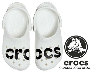 お得な割引クーポン発行中!!【あす楽 対応!!】【クロックス クラシック ロゴ クロッグ】crocs CLASSIC LOGO CLOG WHITE/BLACK 206668-103 ホワイト サンダル ミュール