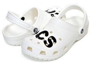 お得な割引クーポン発行中!!【あす楽 対応!!】【クロックス クラシック ロゴ クロッグ】crocs CLASSIC LOGO CLOG WHITE/BLACK 206668-103 ホワイト サンダル ミュール