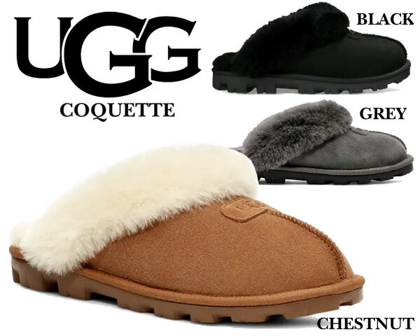 お得な割引クーポン発行中!!UGG WOMENS COQUETTE 5125 3COLOR レディース スリッパ ミュール スリッポン ツインフェイスシープスキン