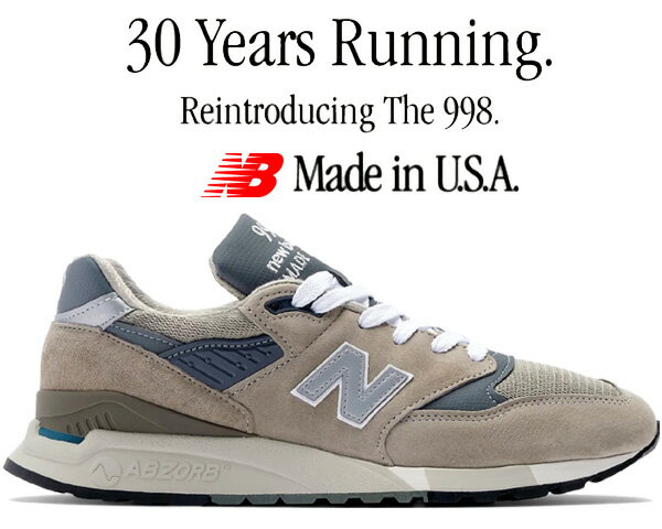 楽天LTD　onlineお得な割引クーポン発行中!!【あす楽 対応!!】【送料無料 ニューバランス 998】NEW BALANCE U998GR MADE IN U.S.A. width D グレー ユニセックス スニーカー GREY