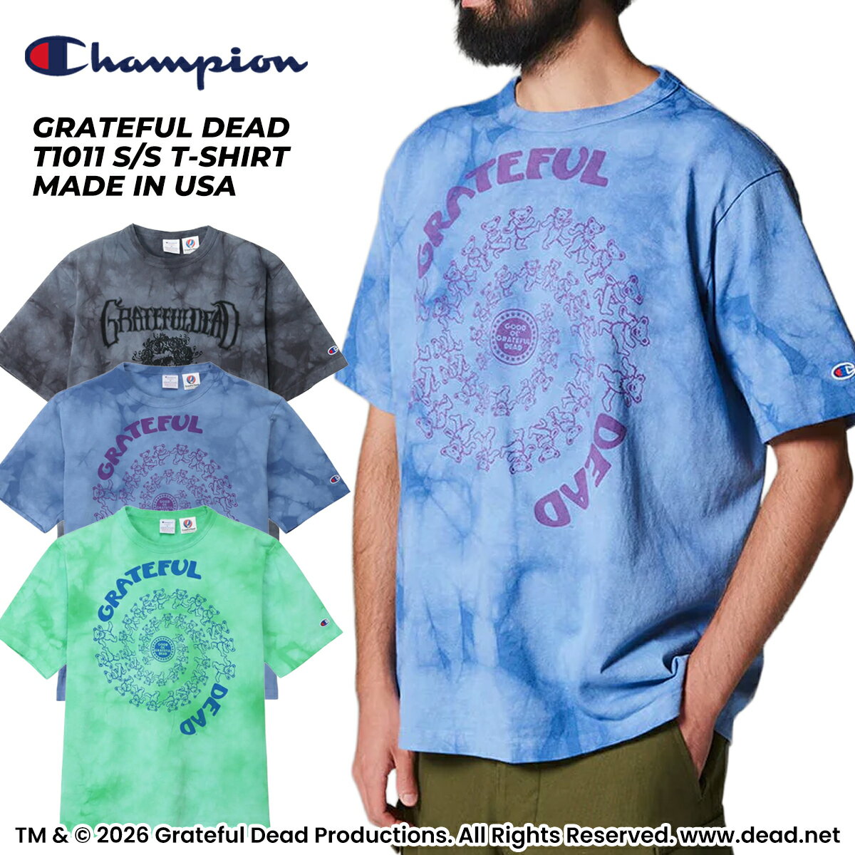 Rakuten - [最短即日発送!! & お得なクーポン!!] 【チャンピオン グレイトフルデッド T1011 ショートスリーブ Tシャツ メイド イン USA】Champion GRATEFUL DEAD T1011 S/S T-SHIRT MADE IN USA c5-d308