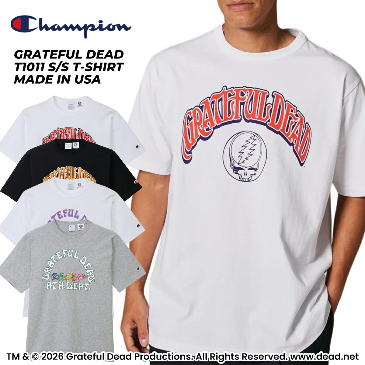 Rakuten - [最短即日発送!! & お得なクーポン!!] 【チャンピオン グレイトフルデッド T1011 ショートスリーブ Tシャツ メイド イン USA】Champion GRATEFUL DEAD T1011 S/S T-SHIRT MADE IN USA c5-d309