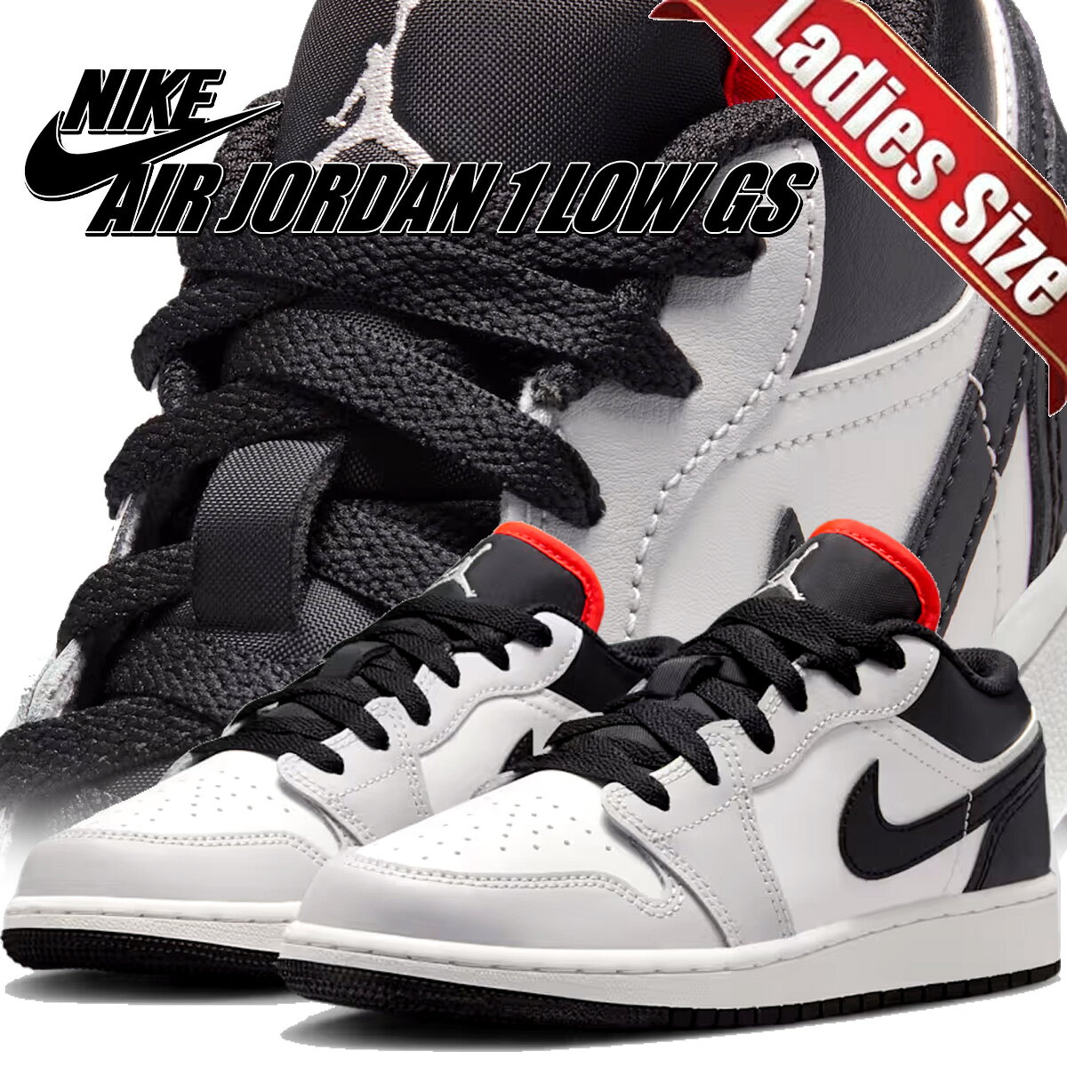  NIKE AIR JORDAN 1 LOW(GS) blk/blk-summit wht 553560-045