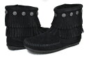 【アウトレット】【訳あり】【MINNETONKA】ミネトンカ ダブル フリンジ サイド ジップ ブーツ 699 ブラック