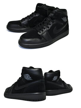 最大2,000円OFFクーポン発行中!!【あす楽 対応!!】【 ナイキ エアジョーダン 1 ミッド】NIKE AIR JORDAN 1 MID black/dark grey-black【スニーカー AJ ブラック 黒】