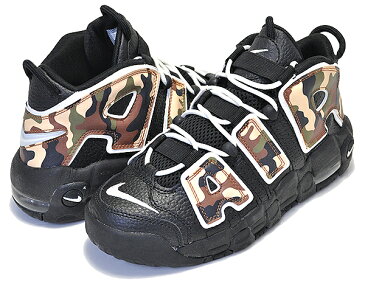 お得な割引クーポン発行中!!【あす楽 対応!!】【ナイキ モアアップテンポ GS】NIKE AIR MORE UPTEMPO QS(GS) black/sail-lt british tan cj0930-001 スニーカー レディース ガールズ カモフラ ブラック モアテン クイックストライク