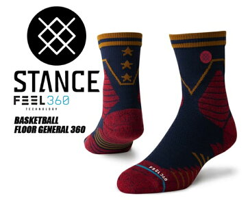 お得な割引クーポン発行中!!【あす楽 対応!!】【スタンスソックス】STANCE FLOOR GENERAL 360 NAVY m359a19flo-nvy 靴下 ネイビー レッド メンズ stancehoop BASKETBALL バスケットボール ソックス FEEL360 クォーター