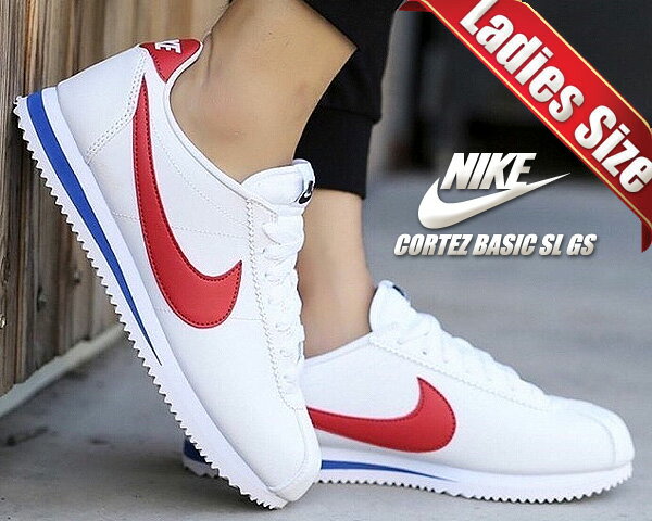 お得な割引クーポン発行中!!【あす楽 対応!!】【ナイキ コルテッツ ベーシック ガールズ】NIKE CORTEZ BASIC SL(GS) white/varsity red 904764-103 スニーカー フォレストガンプ