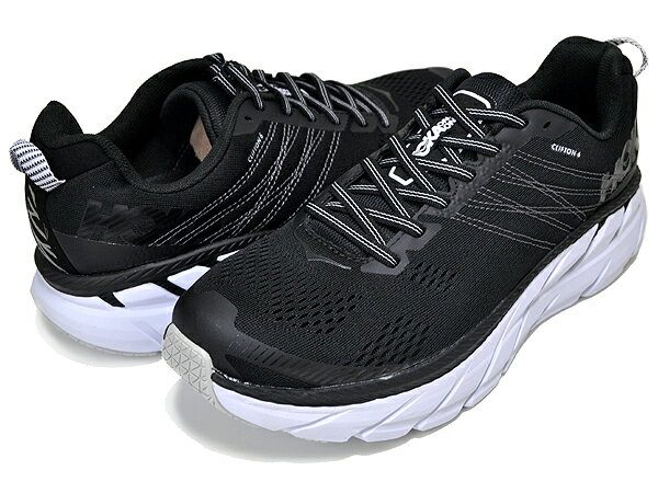 お得な割引クーポン発行中!!【あす楽 対応!!】【ホカオネオネ クリフトン 6】HOKA ONE ONE MENS CLIFTON 6 BLACK/WHITE　1102872 BWHT スニーカー 厚底 ボリュームミッドソール　ブラック ホワイト