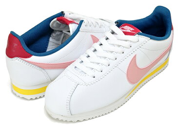 お得な割引クーポン発行中!!【あす楽 対応!!】【ナイキ ウィメンズ コルテッツレザー】NIKE WMNS CLASSIC CORTEZ LEATHER summit white/coral stardust 807471-114 レディース スニーカー コルテッツ レザー