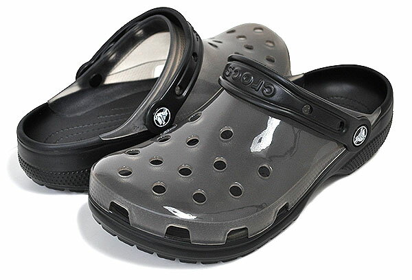 お得な割引クーポン発行中!!crocs CLASSIC TRANSLUCENT CLOG BLACK 206908-001 ブラック 透明