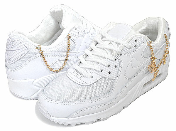 お得な割引クーポン発行中!!【あす楽 対応!!】【ナイキ ウィメンズ エアマックス 90】NIKE WMNS AIR MAX 90 PREMIUM LUCKY CHARMS white/white-metallic gold dh0569-100 ホワイト レディース スニーカー AM90 ラッキーチャーム ゴールド チェーン