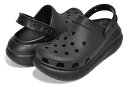 お得な割引クーポン発行中!!crocs CLASSIC CRUSH CLOG BLACK/NOIR 207521-001 厚底 プラットフォーム サンダル ミュール ブラック