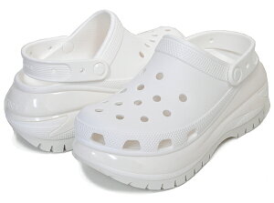 お得な割引クーポン発行中!!【あす楽 対応!!】【クロックス クラシック メガクラッシュ クロッグ】crocs CLASSIC MEGA CRUSH CLOG WHITE 207988-100 厚底 プラットフォーム サンダル ミュール ホワイト