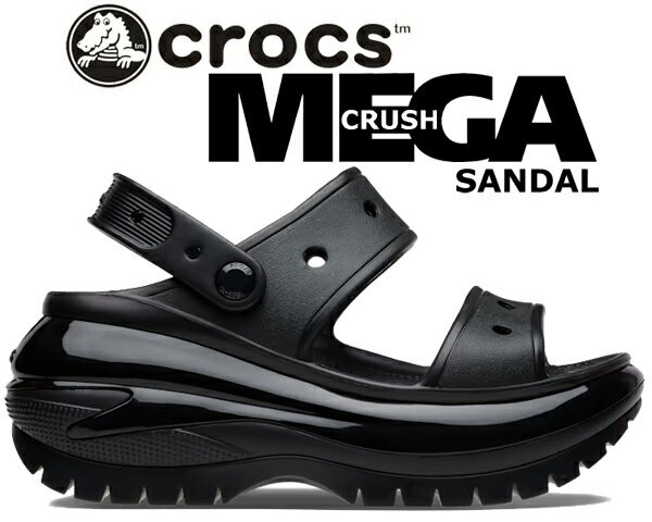 お得な割引クーポン発行中!!【あす楽 対応!!】【クロックス クラシック メガクラッシュ サンダル】crocs CLASSIC MEGA CRUSH SANDAL BLACK 207989-001 厚底 プラットフォーム スライド ミュール ブラック